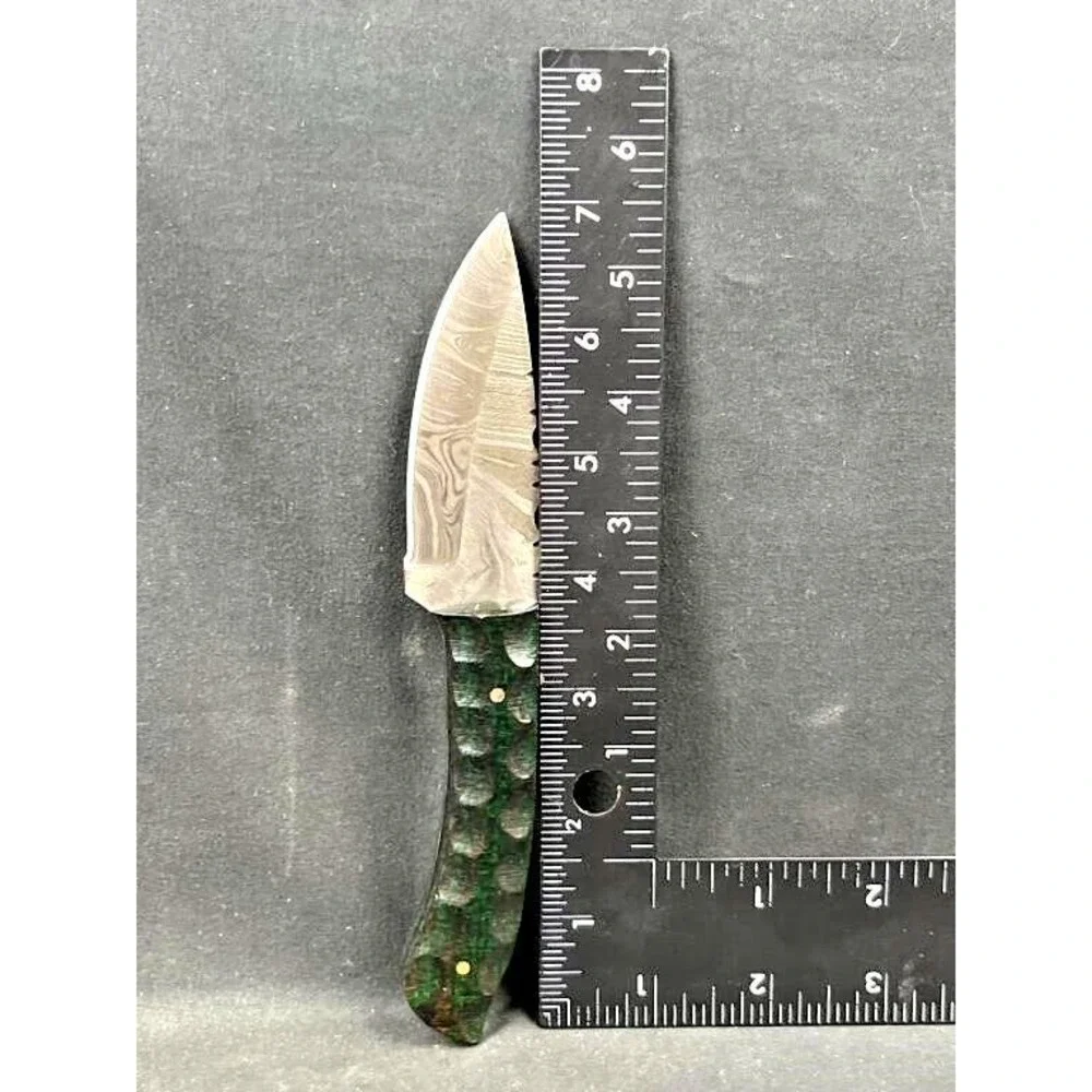Damascus Steel fixed blade Knife HandCrafted Blade Lthr Sheath Collectible NEW 7